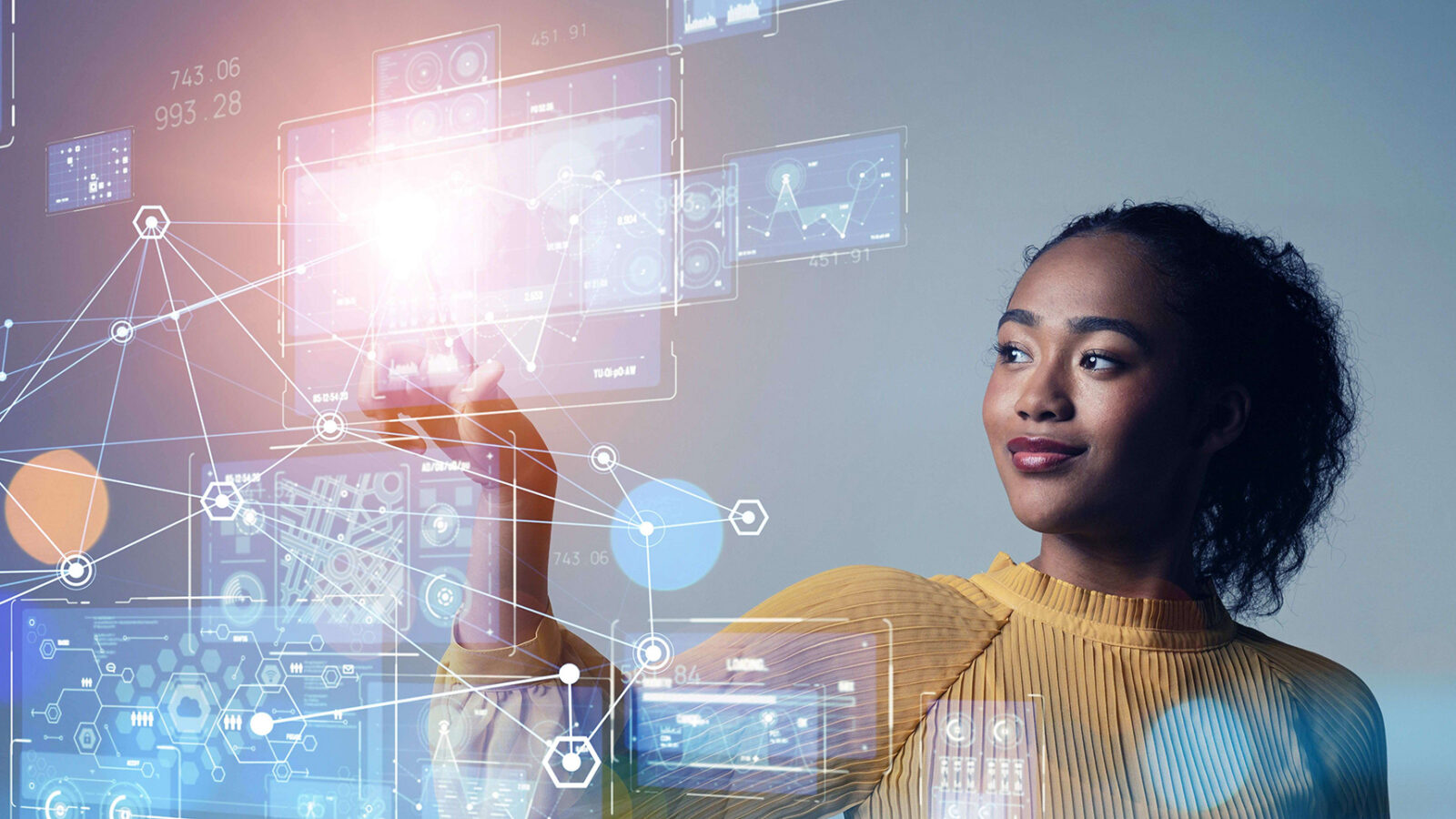 Woman working with AI
